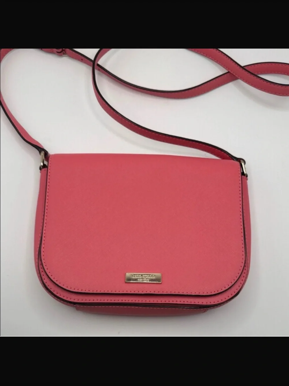 kate spade Coral Pink Crossbody Bag with Gold-Tone Plaque